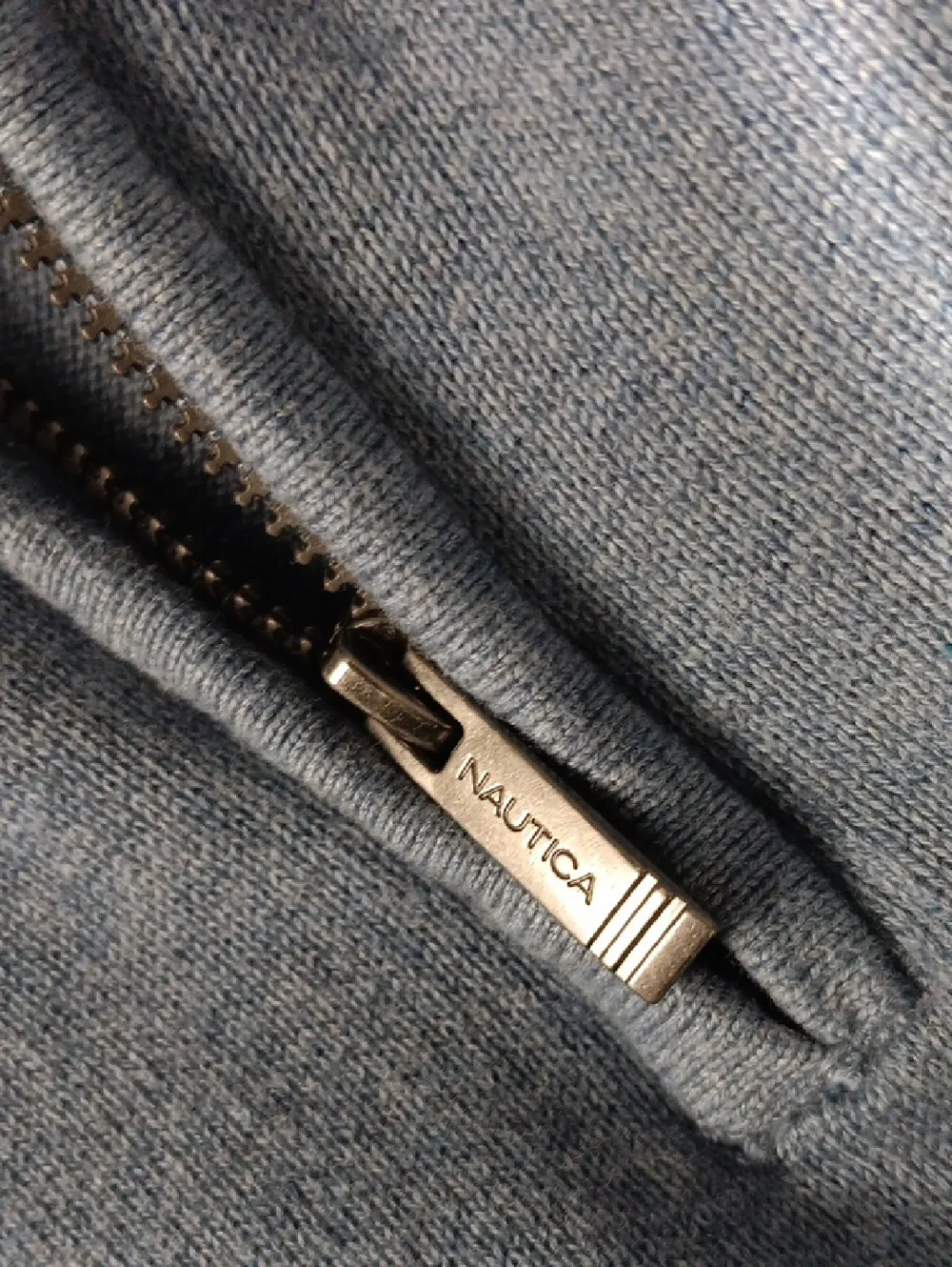 Men's Nautica Blue Cotton Quater-Zip Sweater - Size L